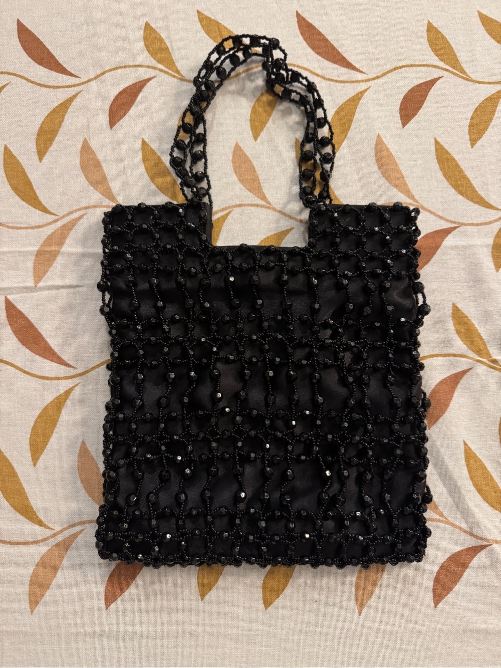 Black Beaded Mini Tote Bag